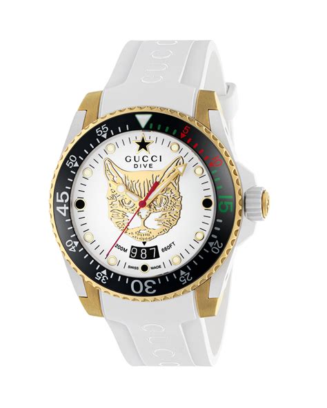 gucci 40mm rubber|GUCCI 40mm Dive Watch W/ Rubber Strap, White於女裝.